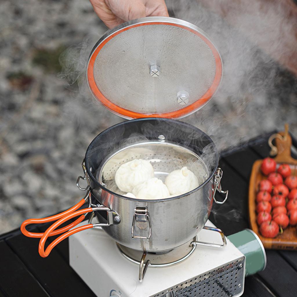 Camping Pressure Pot Stainless Steels Stove Pressure Cooker Outdoor Cookware for Backpacking Hiking Traveling 2500ML