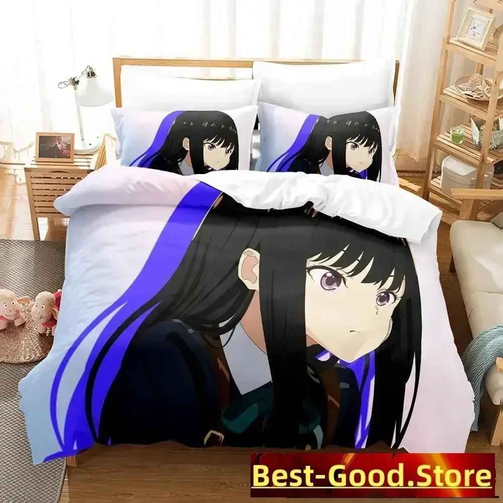 Lycoris Recoil Bettwäsche-Set, Einzel-, Zwillings-, Voll-, Queen- und King-Size-Bettset, Schlafzimmer für Erwachsene und Kinder, Bettbezug-Set, 3D-Anime-Bettlaken-Set