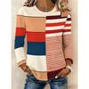 Autumn Women's 3D Color Striped Print Crew Neck Long Sleeve T-Shirt