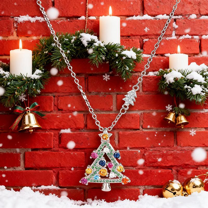 Christmas Christmas Tree Necklace Female, European And Korean Colored Wax Inlaid Star Tiktok Holiday Ins Wind