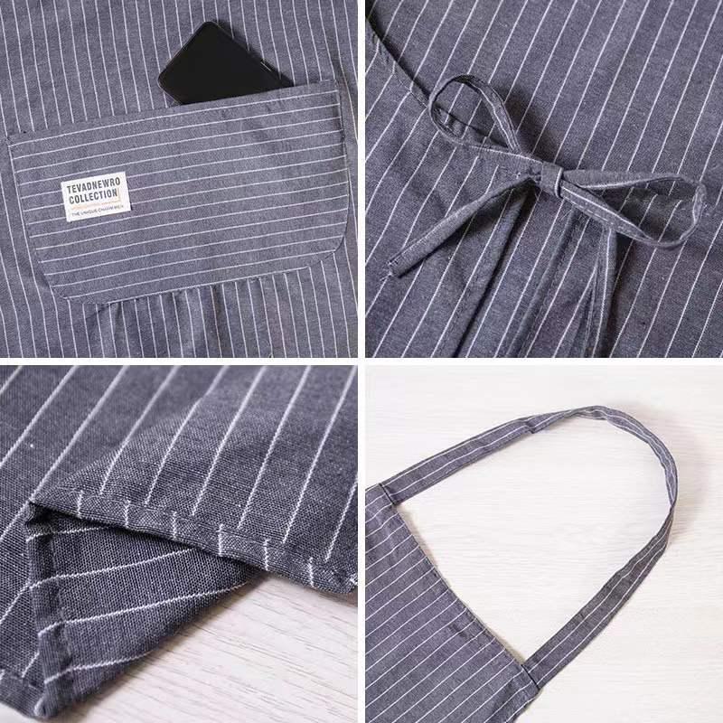 Striped Sleeveless Kitchen Apron - Halter Neck, Breathable, Anti-Fouling, Polyester Cotton Blend