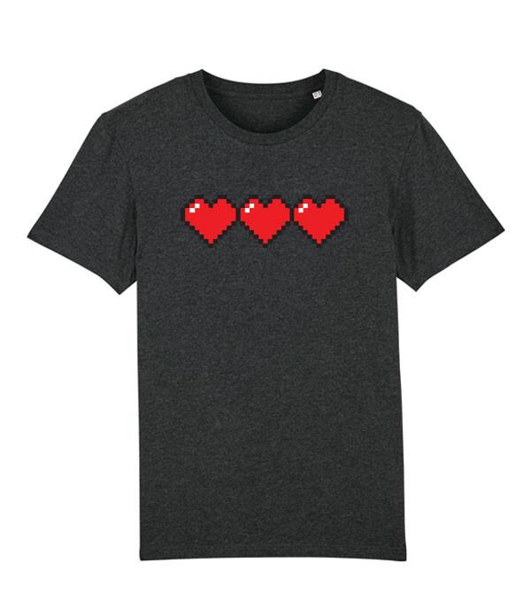 3 Pixel Hearts Retro Gaming Life Bar Videogame Unisexs Fit TShirt