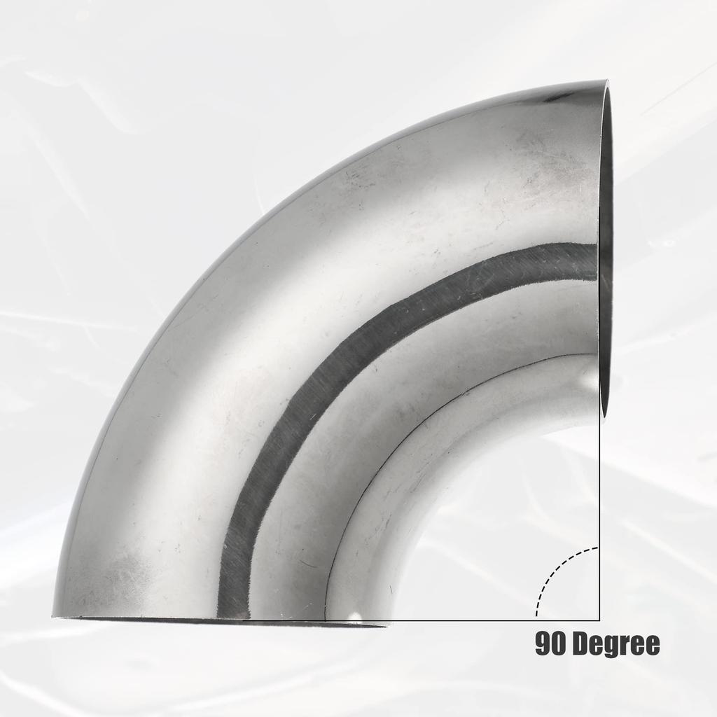 uxcell SS304 Stainless Steel 90 Degree Mandrel Bend Elbow Exhaust Elbow Pipe for Car