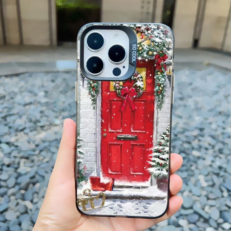 Christmas Snow Tree Phone Case For iPhone 16 Pro Max 15 14 13 12 11 Pro Max 13 Mini 15 14 Plus Shockproof Laser Back Cover Funda