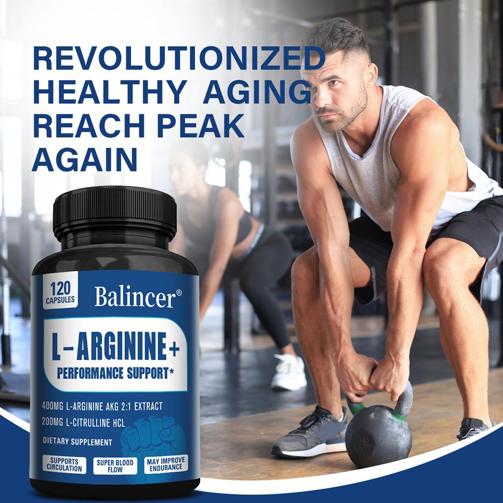 L-Arginin Plus L-Citrullin Kapseln, Leistungsunterstützung & Kreislauf-Supplement, 120 Stück