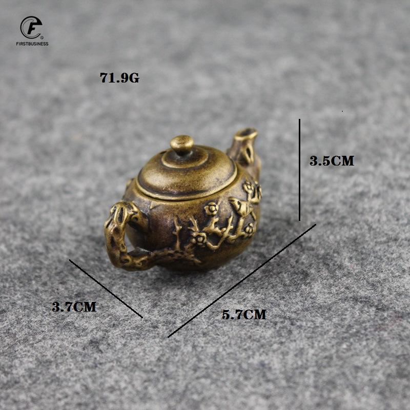 TeaPet Decoration Mini Small Plum Blossom Teapot Brass Bronze Pots Incense Burner Desk Decoration Home Decor Ornament Palm Gift