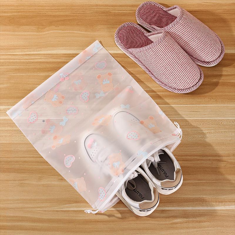 10Pcs Waterproof Drawstring Shoe Storage Bags With Cute Cartoon Prints Perfect For Travel Packing And Home Use