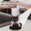 Wooden Base Black Cat Tissue Holder Cute Food Wrap Storage Rack Roll Paper Standing Rack  Parties
