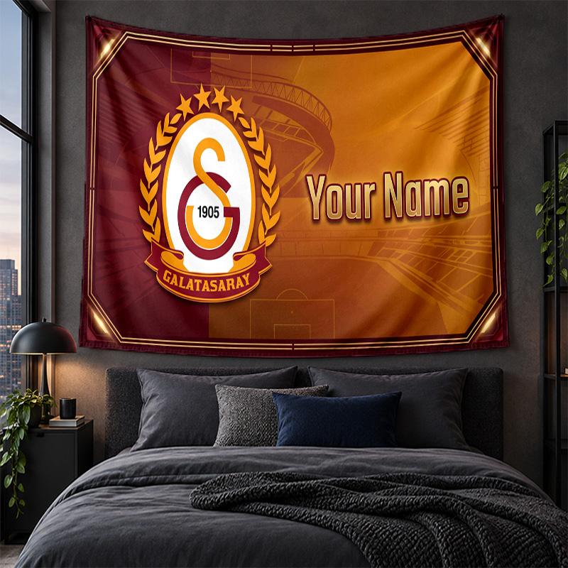 Arazzo Personalizzato da Appendere alla Parete Tessuto con Sfondo Artistico Modello Galatasaray FC