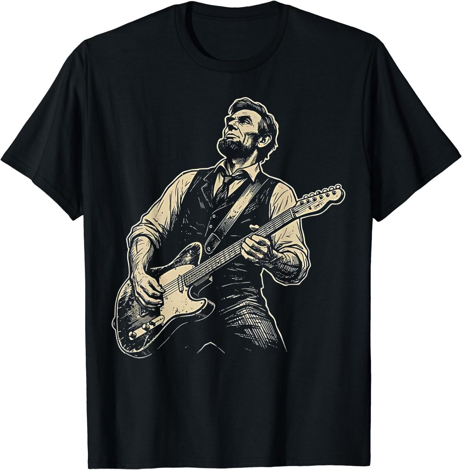 Abraham Lincoln Abe Lincoln Playing Guitar Retro Funny T-Shirt S