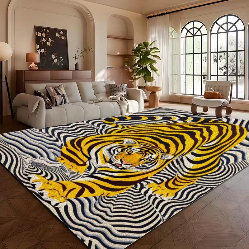 Tiger Classical Bohemian Carpet Suitable Living Room Retro Carpet Bedroom Flannel Carpet Home Decoration Carpet Home Decoration 40X60cm