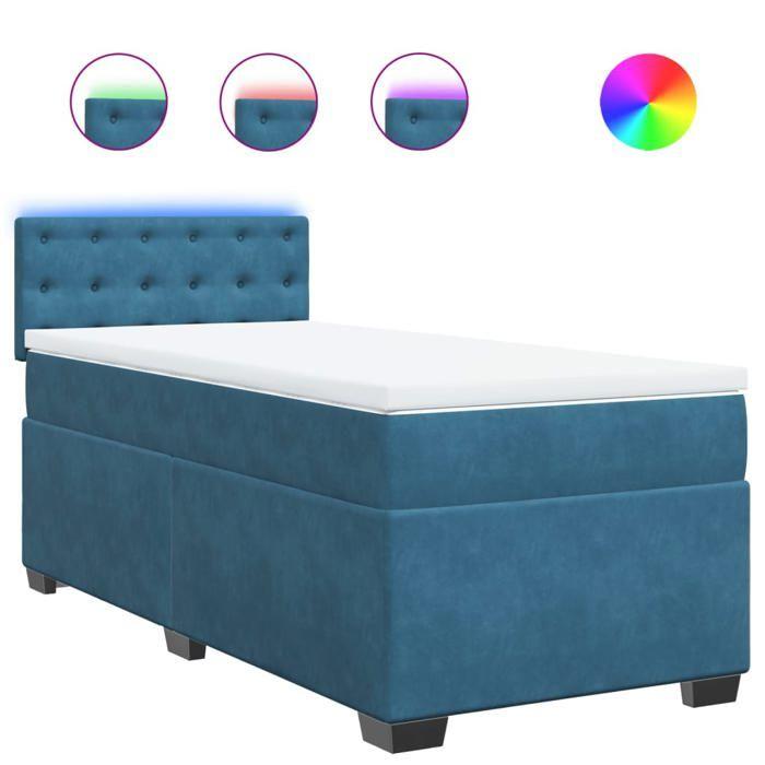 VidaXL Sommier à lattes de lit avec matelas bleu 90x190 cm velours, lit, lit à plate-forme, lit à panneaux, meuble de 3288490