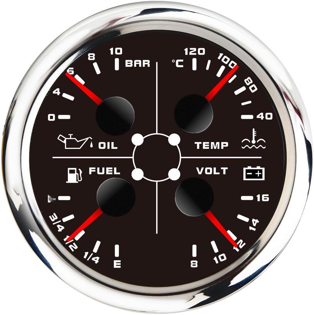 85mm Multi-Function Gauge: Voltmeter, Water Temp, Oil Level & Pressure