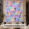 Custom Text Tapestry Bluey Print Wall Tapestry Indoor Living Room Wall Decor