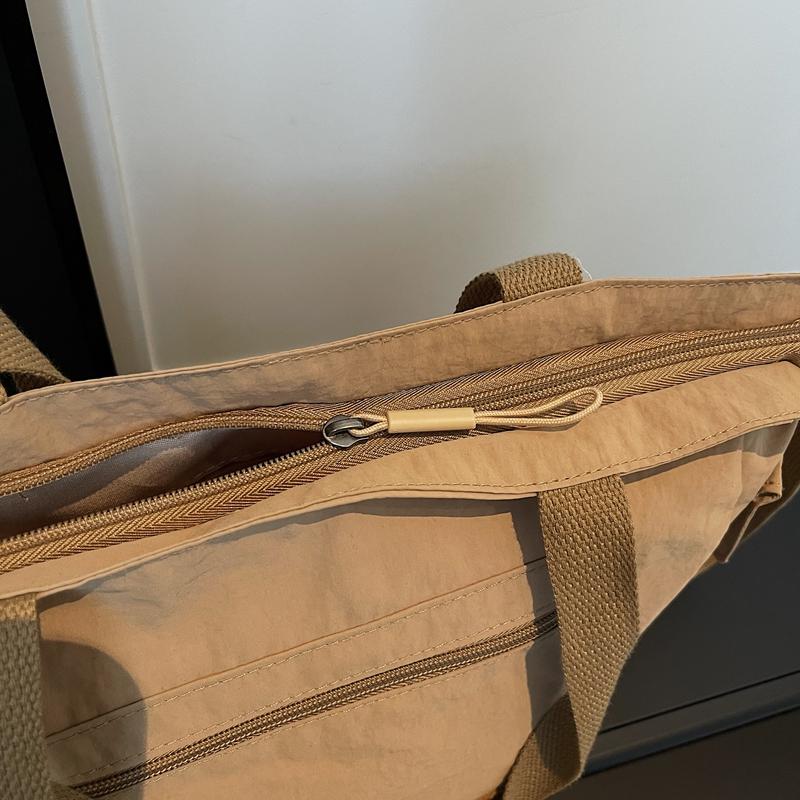 Nylon Tote Bag Women Casual Shoulder Bag with Zipper Pocket for Daily Use