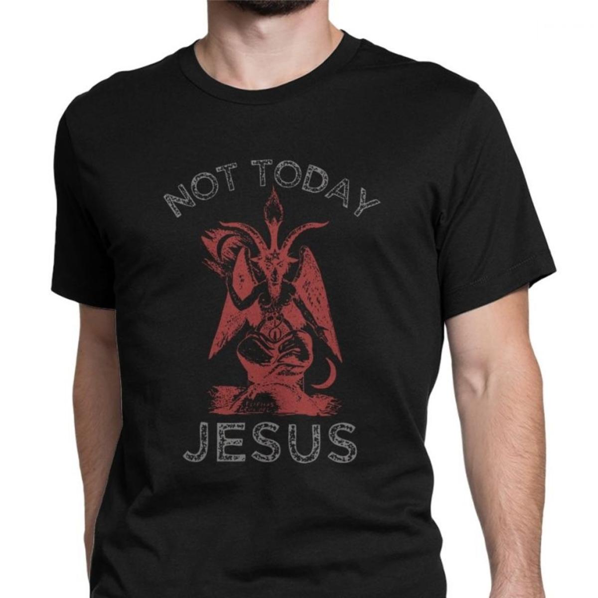 

Мужчины не сегодня Иисус Футболка Сигил Сатана Сигил Бафомета Футболка Забавная Графика Смерть Принт Топы Футболка Харадзюку Хип-Хоп