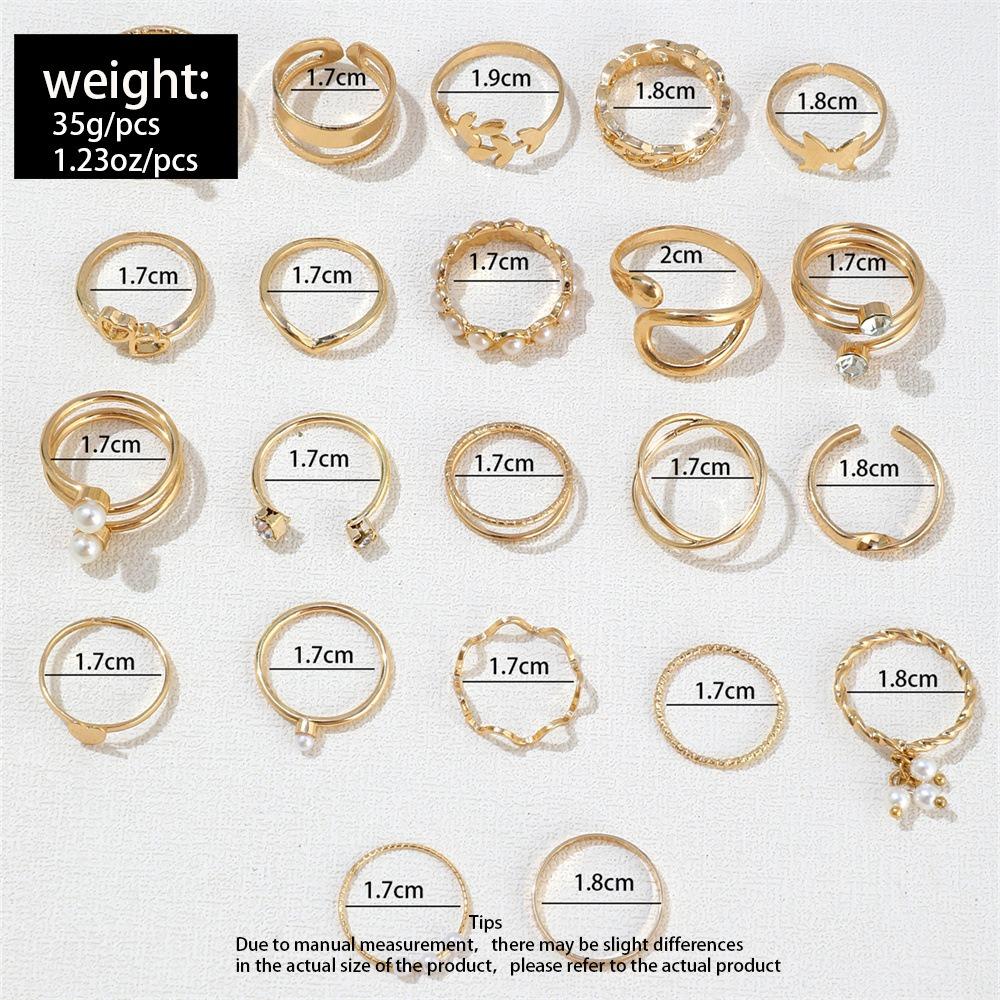 Gold/Silver Wave Joint Rings Set Alloy Love Chain Joint Ring 2024 Multi Style Ring Set Woman