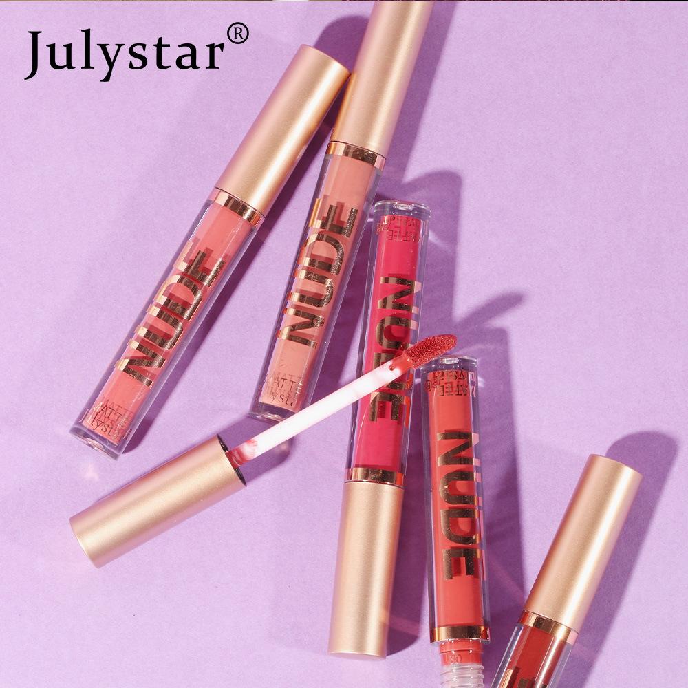 Matte Velvet Lip Glaze Natural Nude Lip Gloss Long Lasting Highly Pigmented Non-Stick Lip Stain Liquid Lipstick Lip Makeup for Daily Use