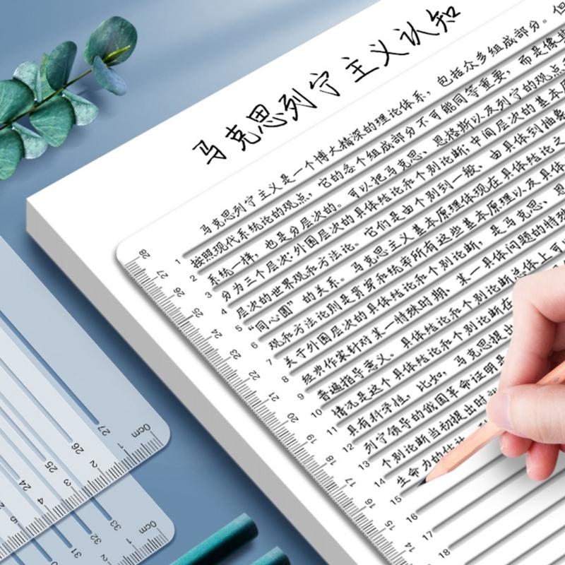 Šablona pro psaní pravítka pro kreslení čar Školní pravítka s přímkou ​​šablonou pro měření pravítka Praktický nástroj pro psaní