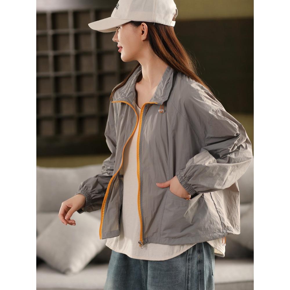 

DIMANAF 2025 Spring New Plus Size Solid Jacket Women Zipper Coat Casual Long Sleeve Loose Outerwear One Size сірий