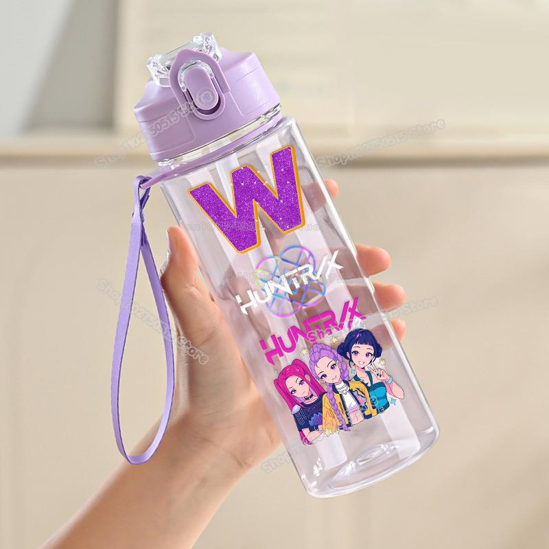 900ml KPop Łowcy Demonów List Butelka na Wodę Rumi Mira Zoey Dziewczęca Szkolna Kubek na Napoje Duża Pojemność Dziecięca Sportowa Outdoorowa Butelka ze Słomką