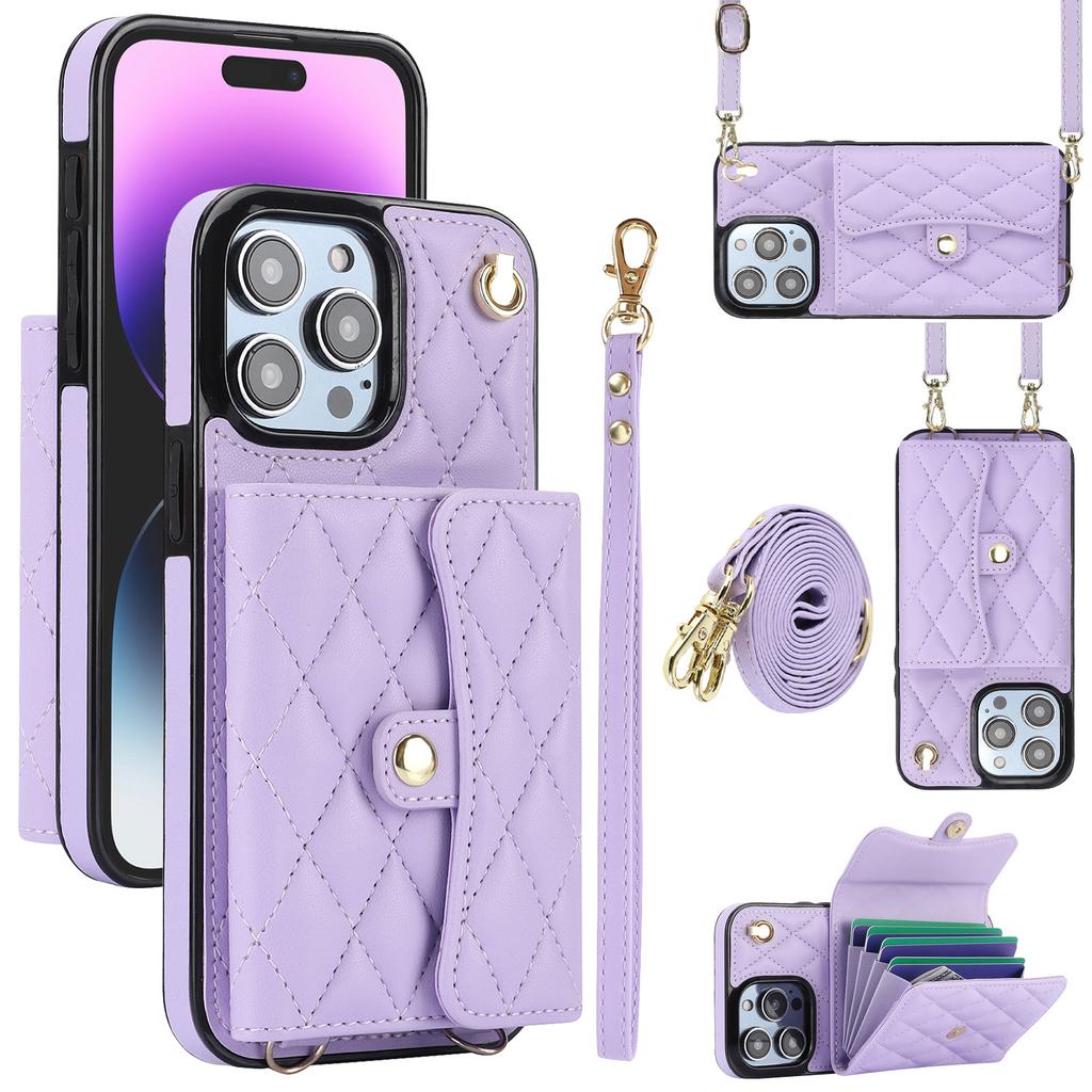 Long Strap Card Holder Phone Case for IPhone 16 Pro Max 16e 15 Plus 14 13 Mini 11 12 7 8 XS XR SE 2 3 Leather Protective Cover