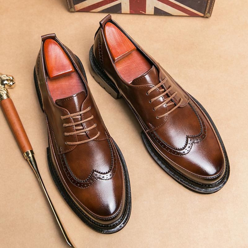 Spring New Men's Oxford Shoes Lace Up Business Low Heel Brand Designer Leather Shoes Outdoor Casual Shoes Gentlemen's Wedding