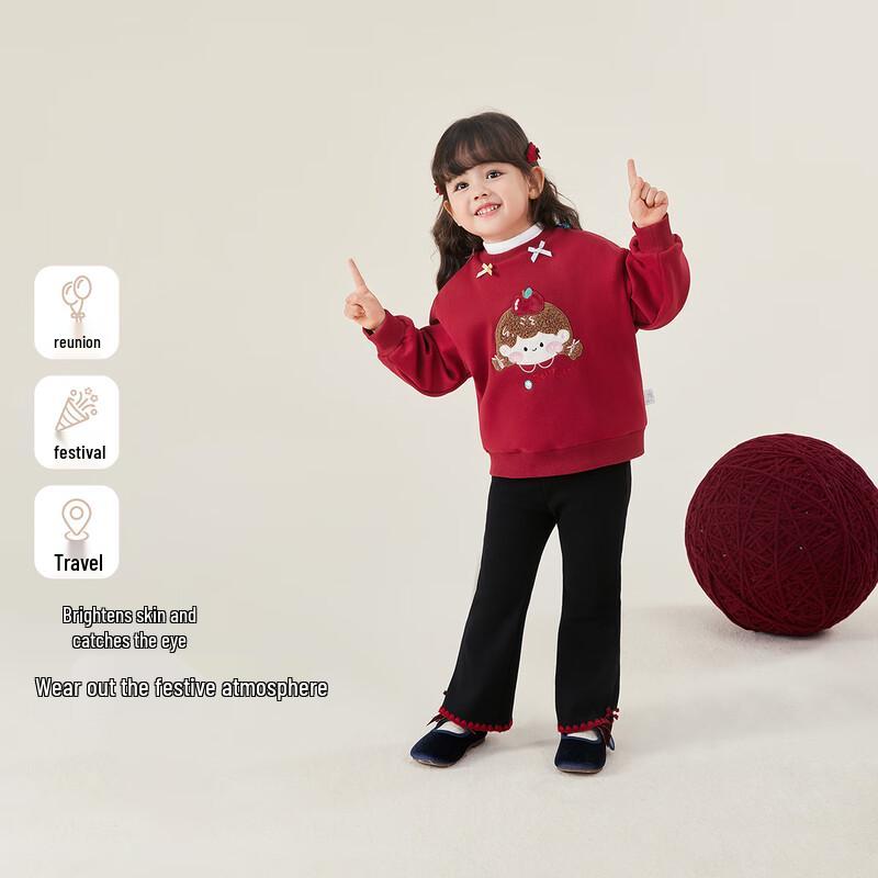 JELLYBABY Girls' Fleece-Lined High-Neck Pullover Sweatshirt