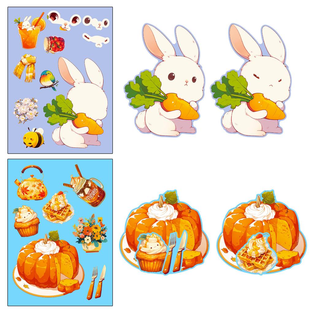 6 Photos/pack of Turkey Puzzle Face Change Stickers Thanksgiving Cartoon Collage Autumn Harvest