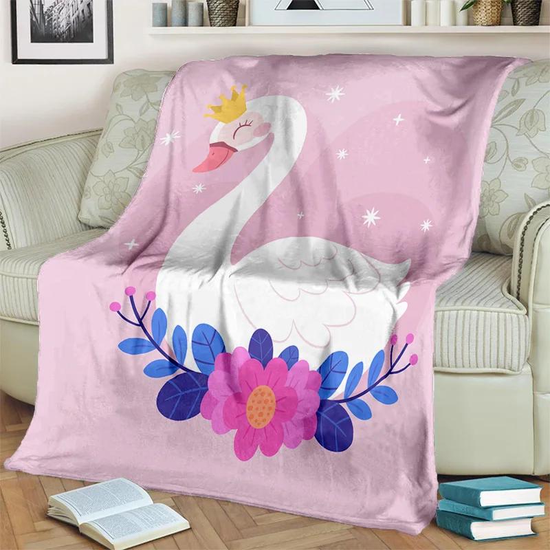 3D Cute Swan Princess Cartoon Cygnus Blanket,Soft Throw Blanket for Home Bedroom Bed Sofa Picnic Travel Office Cover Blanket Kid