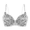 Women Ladies Glitter Sequins Beading Belly Dance Bra Tops Party Club Costume Dancewear