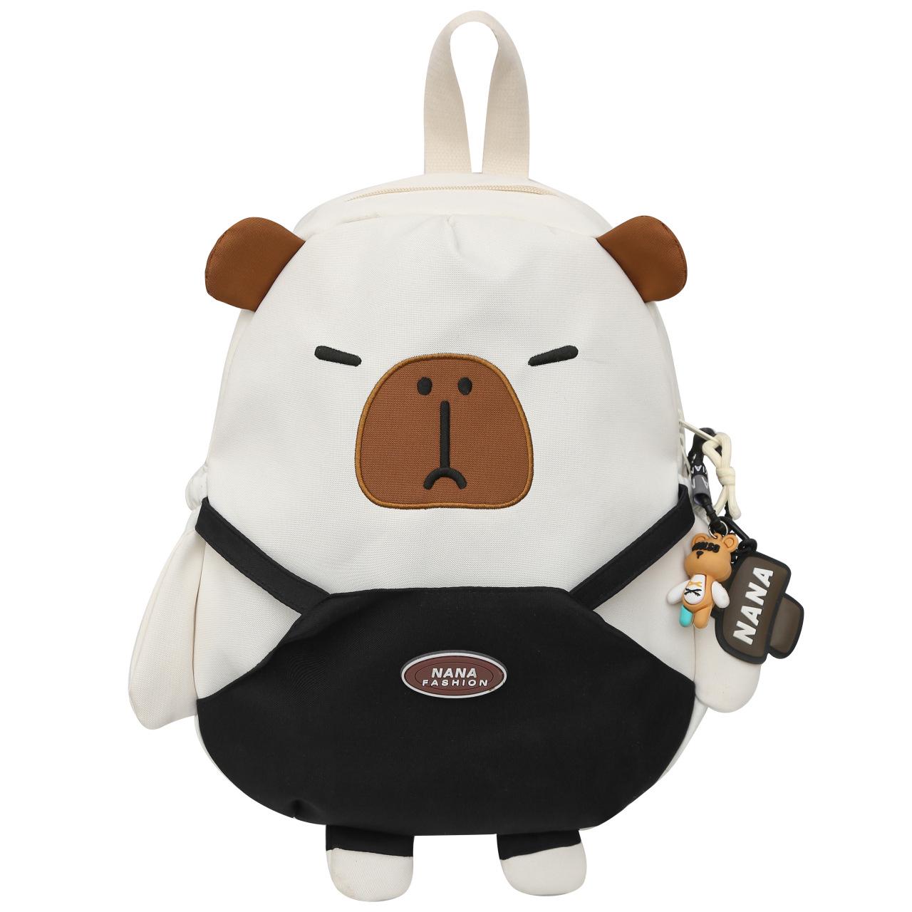 

2025 Capybara Cartoon Women s Street Trend Large-Capacity Casual Backpack Without Pendant чорний/білий