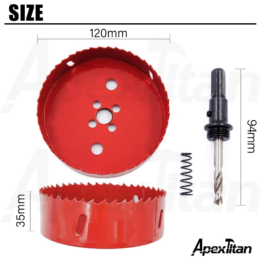 Hole Saw, Bimetal, Hole Cutter, For Drilling Screwdrivers, Drill Bit 4.7 inches (120 mm)