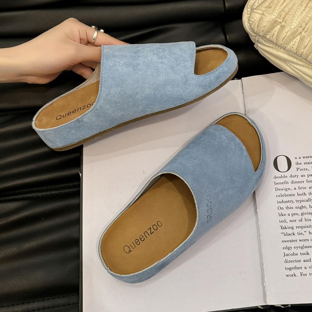 Summer Cork Sandals Women Fashion Clogs Thick-soled Slippers Women Suede Beach Sandals With Arch Support Women Clogs Sandals