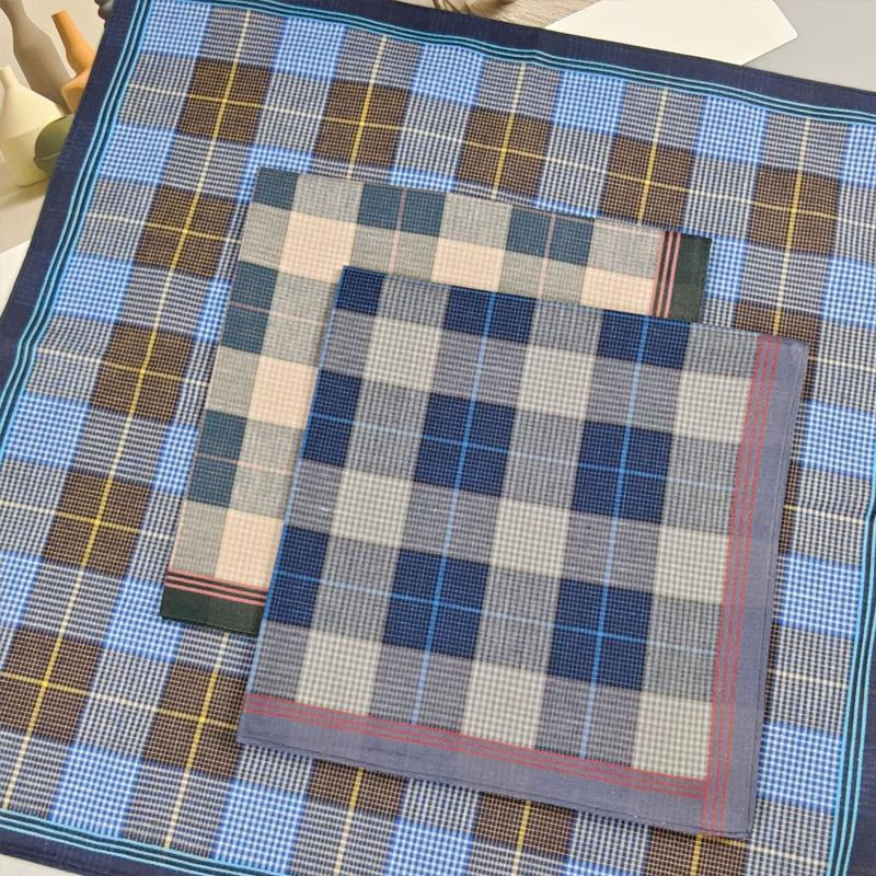 3 Stück/6 Stück Reine Baumwolle Schweißabwischende Karomuster Taschentücher Dünnes Taschentuch Wasserabsorbierend Herren