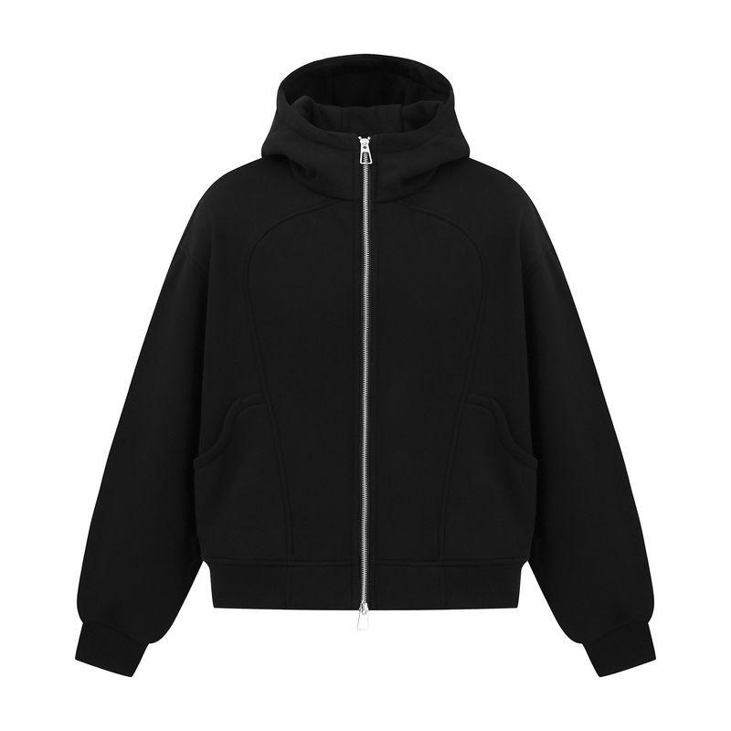 Kisko Trendy American-Style Heavyweight Double-Zipper Air Layer Hooded Sweatshirt for Men and Women with a Stylish Silhouette and Casual Fit