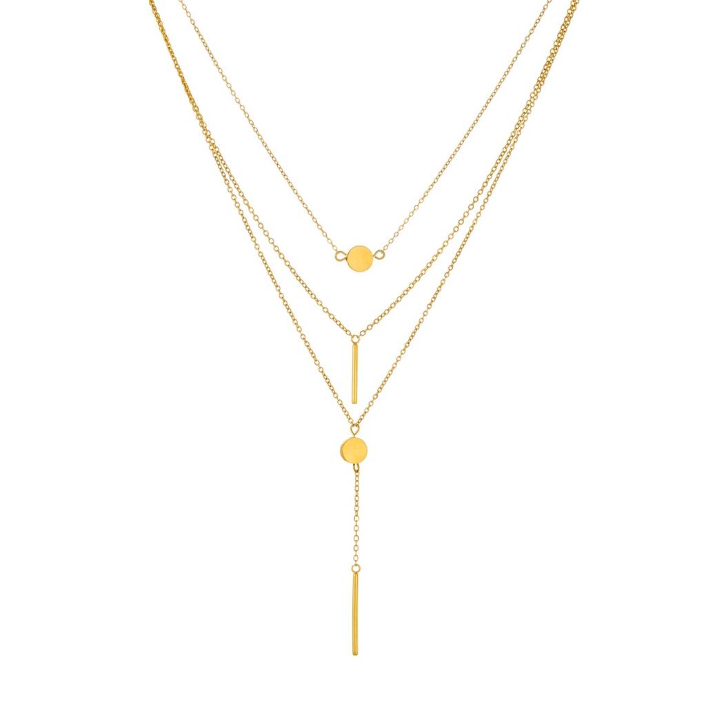 316L Stainless Steel Geometric Long Pendant Three-Layer Pendant Necklace For Women Fashion New Neck Chain Jewelry Party Gift