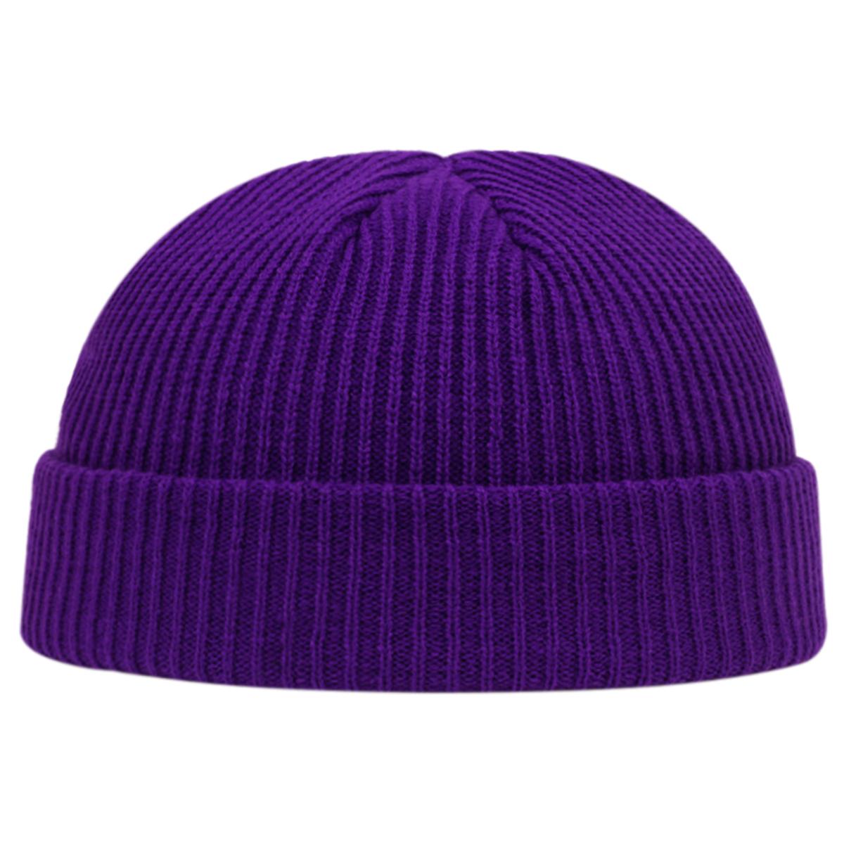 

Осенне-зимняя модная шапка Melon Skin, однотонная, ветрозащитная и морозостойкая, шерстяная шапка, теплые вязаные шапки фиолетовый