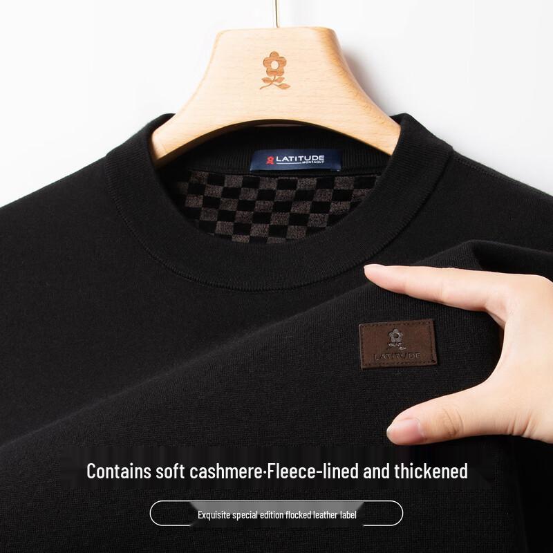 

MONTAGUT Men s Round Neck Fleece Lined Wool & Cashmere Blend Pullover Sweater XL