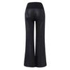 Damen Schlaghose mit Einsätzen aus Kunstleder, schmale Passform, Schlaghose, weite Hose