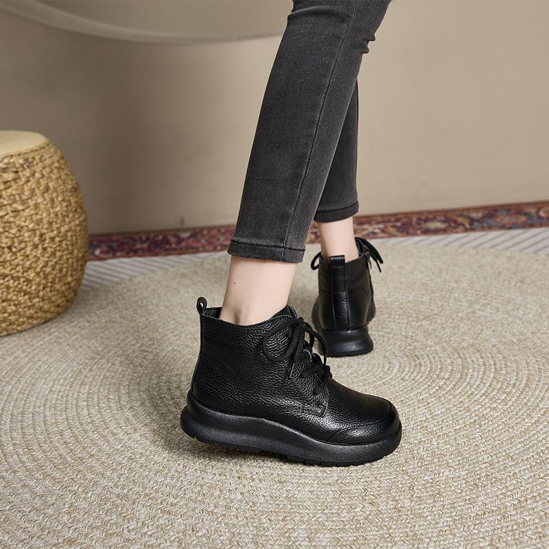 First layer cowhide soft leather Martin boots women's autumn and winter new platform short boots women's shoes