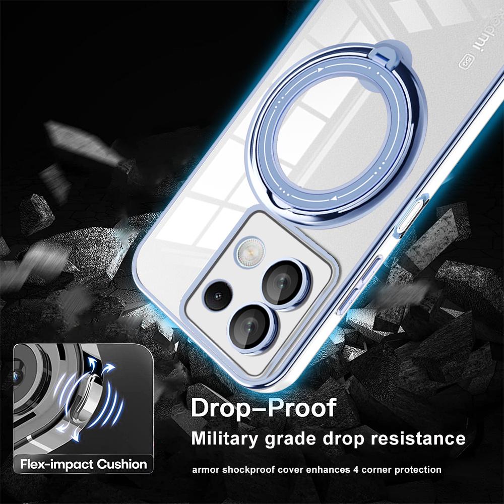 For Xiaomi Poco X6 5G/Redmi Note 13 Pro 5G Case Kickstand PC+TPU Magnetic Phone Cover