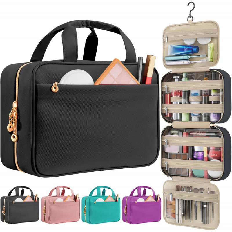Ladies' Travel Toiletry Bag Hanging Multifunctional Storage Makeup Storage Bag With Transparent Pocket And Compartment Makeup Bag