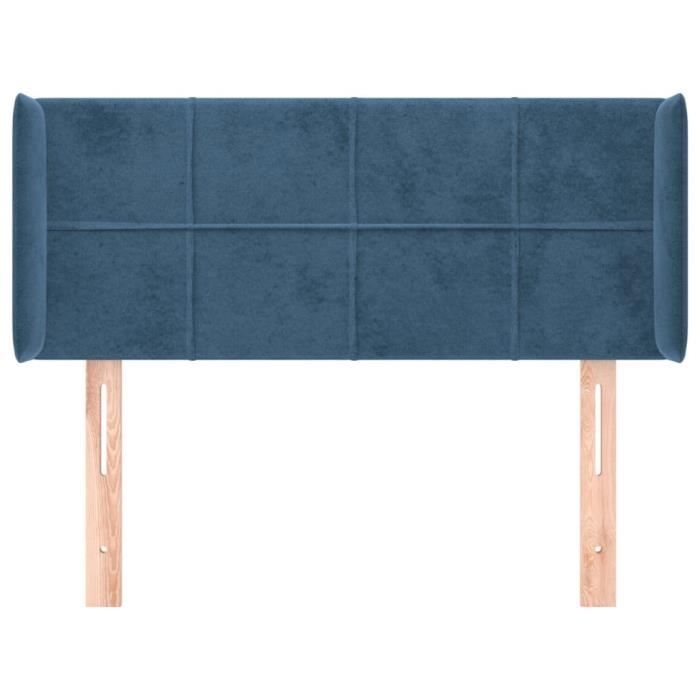 VidaXL Tête de lit avec oreilles Bleu foncé 93x16x78-88 cm Velours3118808