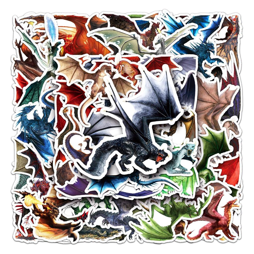 50 Dragon Doodle Personality Cartoon Cool Animal Trend DIY Skateboard Mobile Suitcase Stickers Waterproof