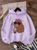 Girls' Stylish Hoodie with Capybara Printed Hooded Kids Children's Sweatshirt Cute Hoody Boys Girls Autumn Winter Casual Hoodies