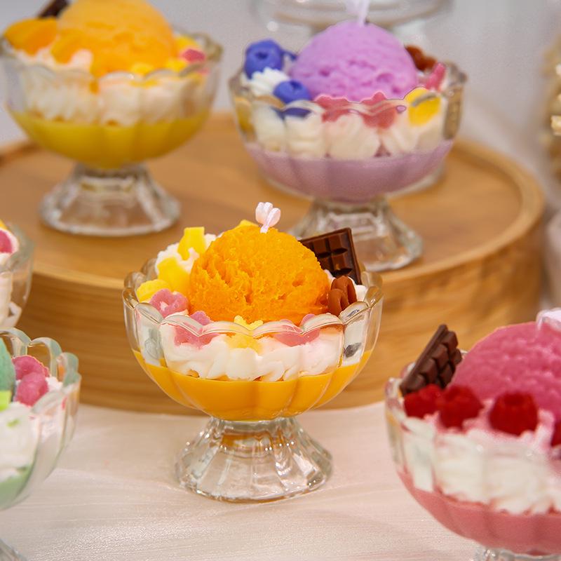 Handmade Scented Soy Wax Candle in Fruit Ice Cream Glass - Birthday Gift & Ornament