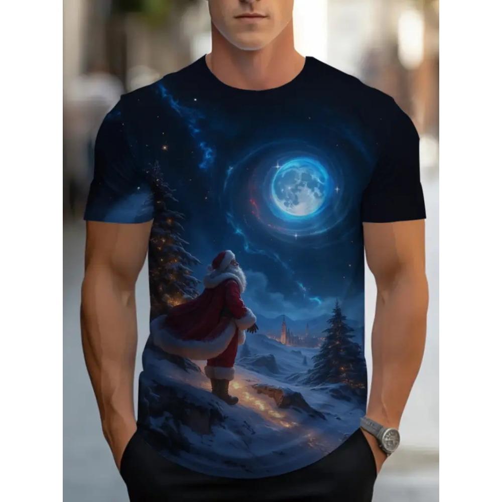 3D Print Santa Claus Tshirt Merry Christmas Short Sleeved Tee Shirts For Men Women Gingerbread Man Graphic Tee Shirt Tops