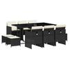 Vidaxl 11-Cz. Garden Furniture Set, With Cushions, Black PE Rattan