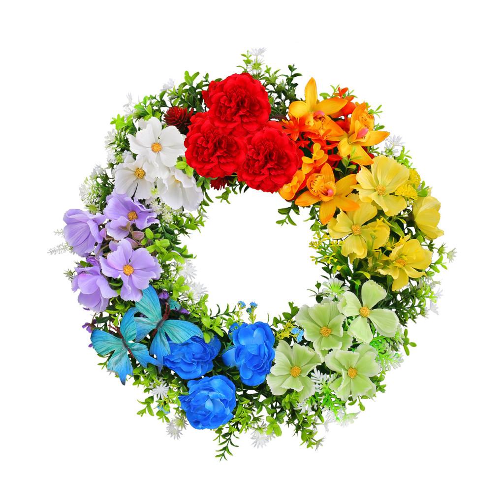 Colorful Flower Artificial Garland Door Hanging Decoration Festive Venue Prop